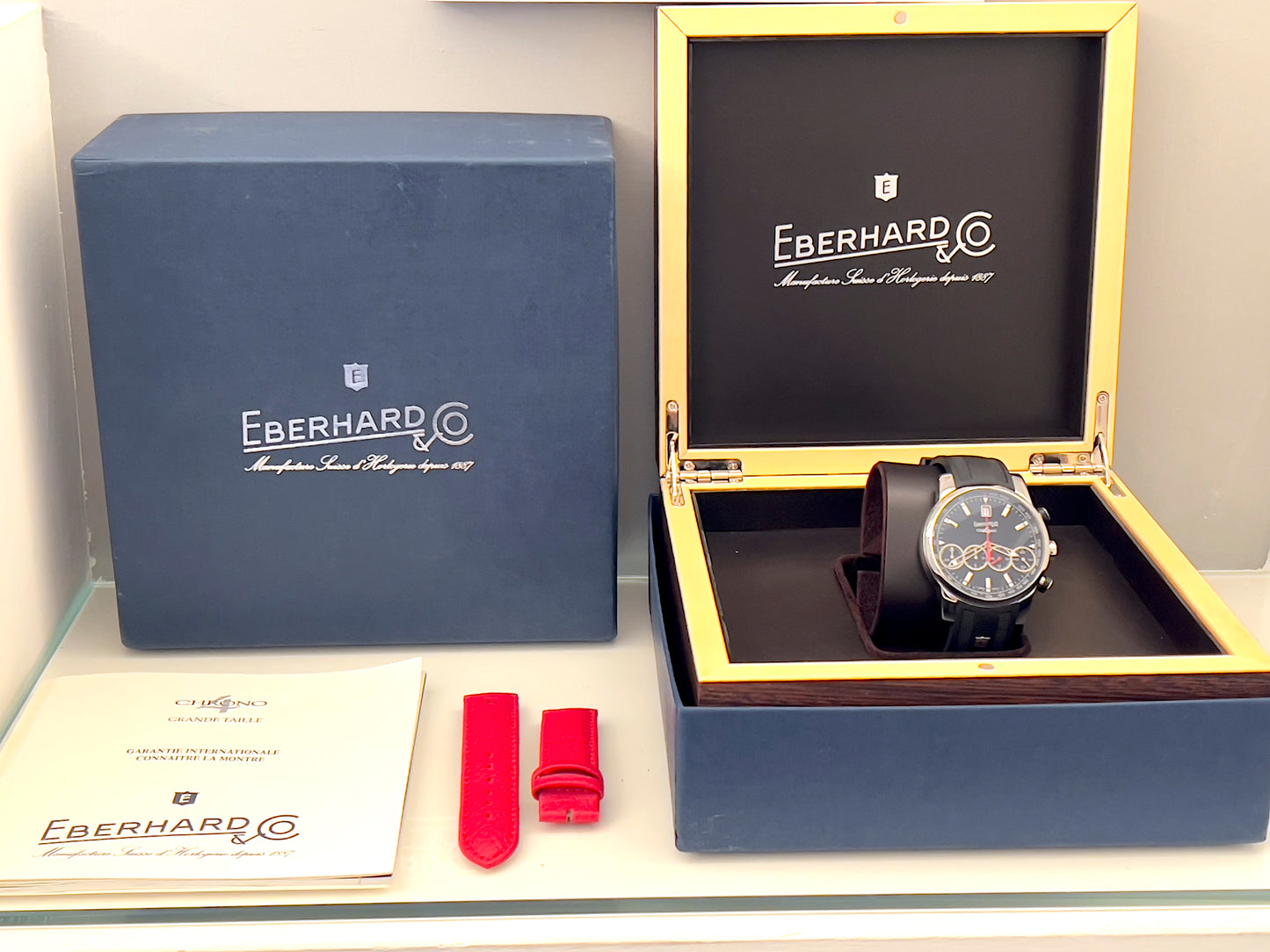 Eberhard Chrono4 Grand Taille full set double strap