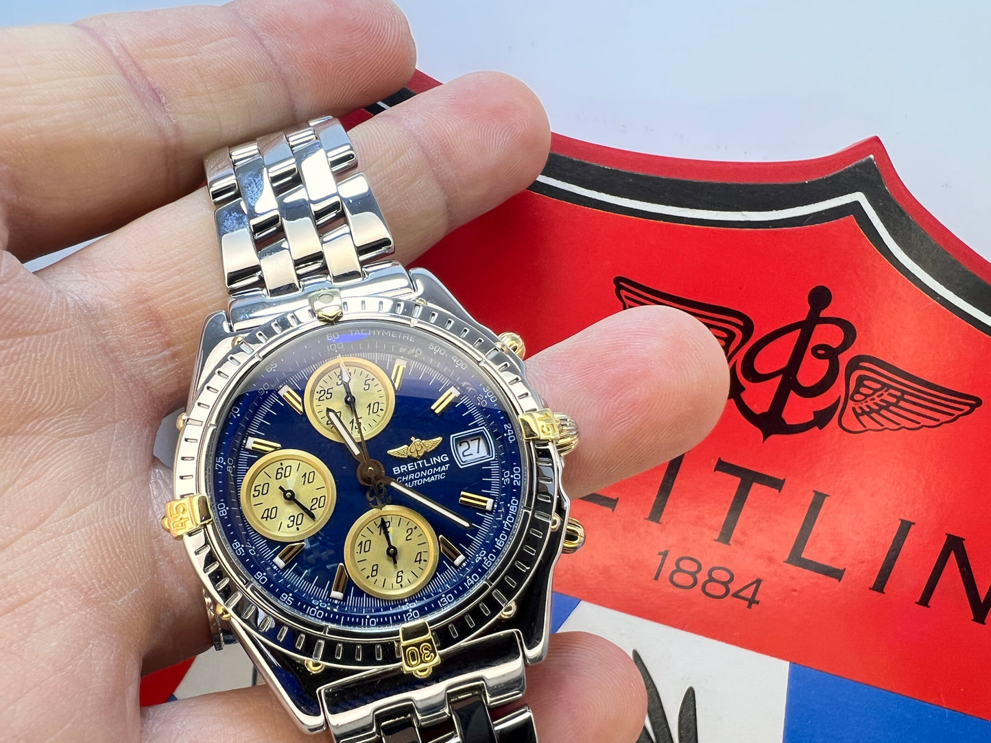 Breitling Chronomat B13050 blu full set